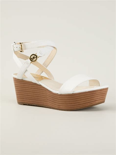 michael kors white platform sandals|michael kors platform wedge sandals.